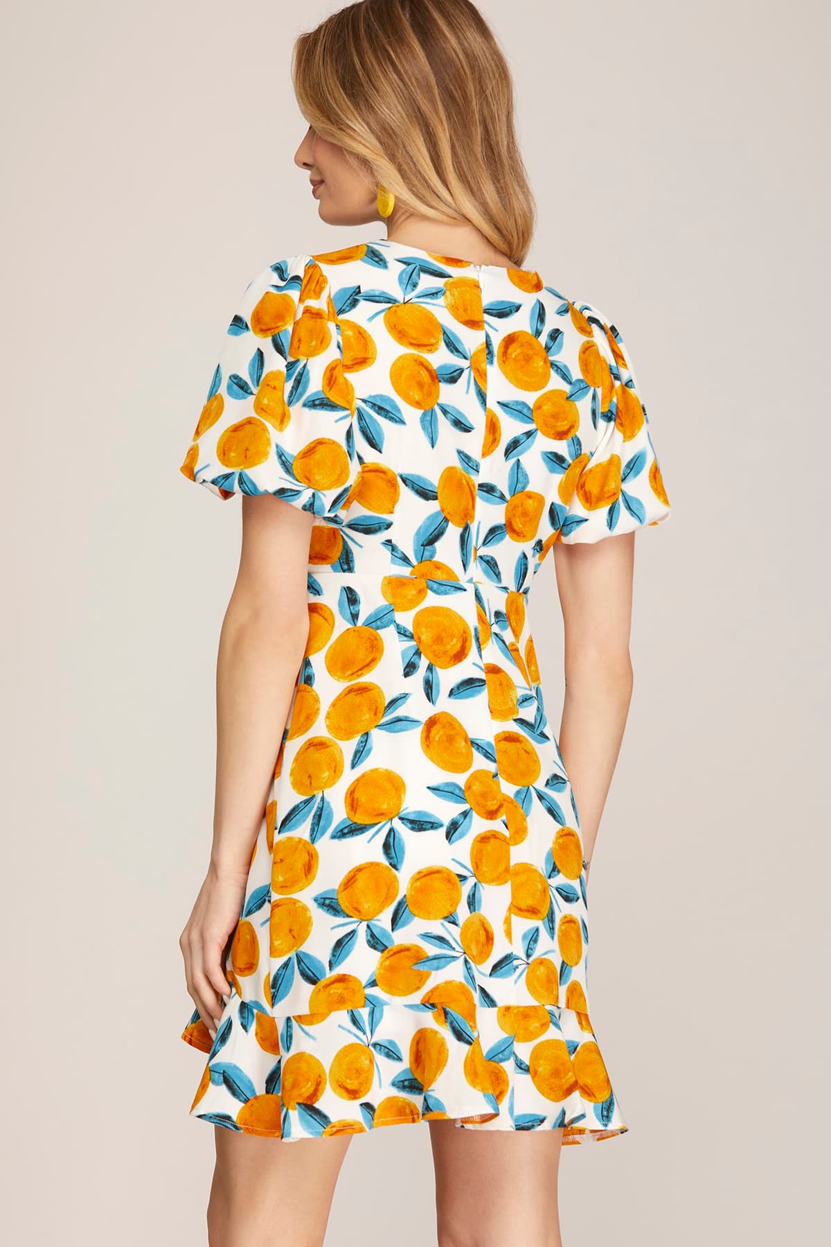 Orange Print Mini Dress